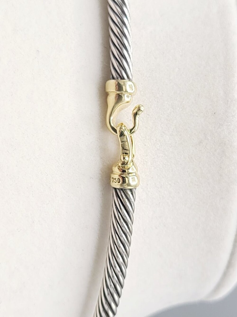 David Yurman Cable Buckle Choker Necklace w/ 18K Yellow Gold - 4mm - 15" - RARE - Picture 12 of 15